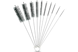 JEFF® Reinigungsbürste [10er Set] Nylon mit Antikratz Tropfspitze - Die ideale Lösung für enge & schmale Stellen - Milchschlauchbürste für Kaffeevollautomat - Strohhalm Bürste