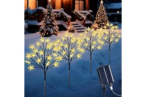 Ninonly Solarlampen für Außen, 4 Stück 80LED Stern Solarleuchten mit USB, 8 Modi Weihnachtsbeleuchtung Solar Zweige Aussen mit Fernbedienung, IP65 Wasserdicht Weihnachtsdeko für Garten Rasen Party