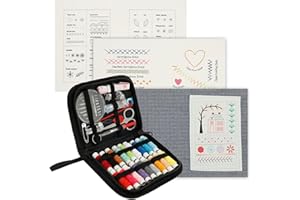 WUJIALINGMM Embroidery Stitch Book for Beginners and Adults, DIY Sewing Book with Needle Thread Tool, Compact Portable for Home Travel Use, Craft Kit for Needlepoint Cross Stitch Patterns Hand Embroidery Learning