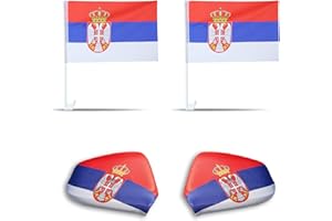 ‎SONIA ORIGINELLI Sonia Originelli Fanset Fanartikel Fahnen für das Auto Spiegelfahnen Fensterfahnen WM EM, Farbe: Serbien