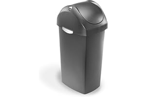simplehuman CW1335 60 Liter, Schwingdeckel Abfalleimer, grauer Kunststoff, 5 Jahre Garantie