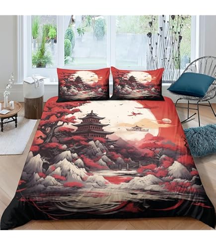 Set Biancheria Da Letto Con Stampa Floreale Ciliegio Giapponese | Copripiumino E 2 Federe | King Size 220x230cm | Microfibra - Foto 3