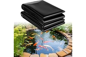 MENG JIARAN 2PCS Pond Liner 2m x 2m, Waterproof Heavy Duty Pond Liner Black PE Ponds Underlay Flexible Preformed Membrane Lining for Fish Ponds Garden Landscaping Water Feature Streams