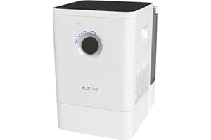 BONECO Luftbefeuchter W400 I abnehmbarer 12L Wassertank I für Räume bis 60 m² I sehr leise mit 25dB I SLEEP-Modus & BABY-Modus I App-Steuerung I Luftwäscher (weiß)