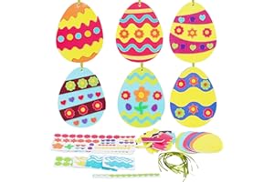 LAMEK 12 Kits de Manualidades de Huevos para Niños Pascua Decoración Creativas Elaboración de Juego con Piezas de Espuma Mix & Match Decoración Colgante para Pascua Primavera Cumpleaños