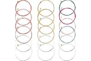 BEMEMO 3 Sets of 6 Guitar Strings Replacement Steel String for Acoustic Guitar (1 Brass Set, 1 Copper Set and 1 Multicolor Set)