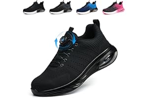 NBOFIEHY Sicherheitsschuhe Herren Damen Leicht Sportliche Arbeitsschuhe Atmungsaktiv Stahlkappenschuhe rutschfest Arbeitsschutzschuhe mit Drehknopf
