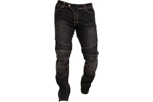 Qaswa Men's Motorcycle Denim Pants Motorbike Jeans with Stretch Panel Aramid Protection Lining Biker Trousers