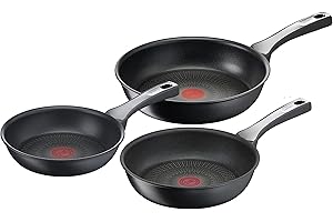 Tefal Unlimited On Set de 3 poêles 20/24/28 cm, Résiste aux rayures, Induction, Revêtement antiadhésif, Fonction Thermo-Signal, Cuisson Saine, Fabriqué en France G2599102