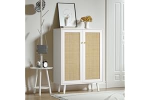 Yvsevnr Sideboard Weiss, Küchenschrank, Aufbewahrungsschrank, Küchenbuffet mit Verstellbares Regal, Landhausstil, Buffetschrank für Wohnzimmer, Küche, Esszimmer 80 x 34 x112 cm