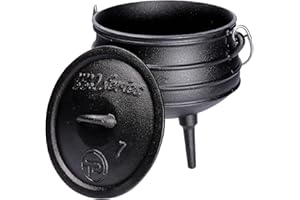 TALK-POINT TP BBQ - Marmite Potjie - Fabrication sud-africaine - En fonte - Avec couvercle et trépied - Pour mijoter, cuisiner comme accessoire de camping et de cuisson en plein air - Environ 3 l