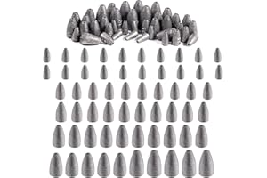 KINBOM 60-teilige Angelgewichte Sinkers Kit Abnehmbare Wiederverwendbare Angelbleigewichte Drop Bullet Angelgewichte Sinkers 6 Größen