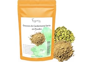 TAZARIN LTD 50g di Cardamomo Macinato - Polvere di Cardamomo - Aroma e Gusto Intensi - 100% Naturale, Puro e Senza Additivi - TazarinLtd