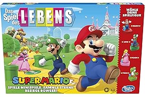 HASBRO GAMING Hasbro Das Spiel des Lebens Super Mario Brettspiel für Kinder ab 8 Jahren, Minispiele Spielen, Sterne sammeln und gegen Bowser kämpfen
