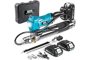 Seesii Pompe a Graisse Électrique: Efficacité Pistolet Graisseur 6,4 oz/Min 10000 PSI, Tuyau de 39.4'', 2 * 2,0 Ah Batteries avec Chargeur, Conçu pour Agriculteurs, Camionneurs et Équipements Lourds