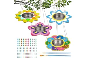 Matogle 4 Kits Bricolage Mangeoires à Oiseaux Suspendues en Bois à Colorer avec Pinceaux pour Enfants Loisir Créatif Printemps Jeux Activité Manuelle Déco Jardin