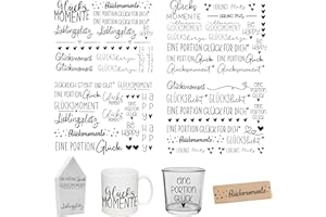 FloraVigo Rub On Sticker ca.A5 19x14cm-Spruch Deko zum Geburtstag, Keraflott, Hochzeit, Zuhause, Wischfolie für Möbel, Glas, Holz, Fotoalbum, DIY Deko, Aufkleberästhetik(4PCS) (Lucky Moment)