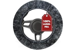‎WALSER WALSER Lammfell Lenkradbezug Auto, Lenkradhülle, Lenkradschoner aus echtem Lammfell, universaler Lenkradschutz, Lenkradabdeckung anthrazit 19545