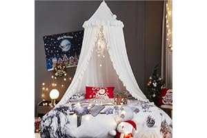 HUOQOU Betthimmel für Mädchen Prinzessin Runder Kuppel Kinder Träumendes Moskitonetz Bettwäsche Mädchenzimmer Schloss Spielzelt Hängendes Haus Dekor Leseecke Baldachine(Weiß)