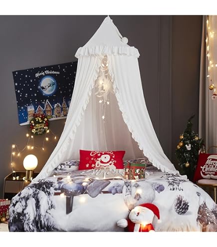 Odot Baldakijn voor meisjes, prinses, ronde koepel, baldakijn voor kinderbed, reizen, muggennet, voor babybed, baldakijn voor jongens en meisjes (65 cm, paars