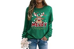Dresswel Sweter bożonarodzeniowy damski Merry Christmas bluza zabawna Rudolph Rudolph nadruk renifera bawełna Boże Narodzenie Boże Narodzenie Boże Narodzenie sweter świąteczny sweter sweter dla