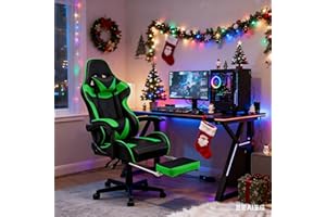 Soontrans Sedia Gaming Massaggiante con Poggiapiedi & Poggiatesta & Cuscino Lombare Massaggio, Poltrona da Gaming per Youtube Livestreaming e Playstation (Verde)