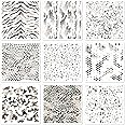 9 Pieces Camo Stencils for Spray Paint, Camouflage Pattern Stencils Templates Reusable Digital Camo Paint Stencils for Boat DIY Crafts Spray Painta (11.8 × 11.8 in Camo)