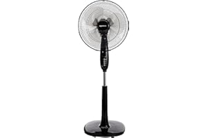 Amazon Basics Height & Tilt Angle Adjustable Oscillating Digital Dual 3-Blade 3-Speed Standing Pedestal Fan with Remote Control, Black