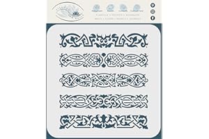 STENCIL COMPANY Keltische Clip Schablone 15 x 16,5 cm (S) - Irische Kelten Wikinger Haarspange Knotwork Design Gewebt Ethno Geflochten Schutz Knoten Schablonen für Malerei Vorlage