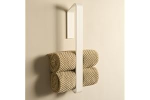 Designfabrik Hamburg | Porta asciugamani adesivo senza forare | Portasalviette bagno moderno | Appendi asciugamani autoadesivo per ospiti | Design minimalista | Bianco satinato