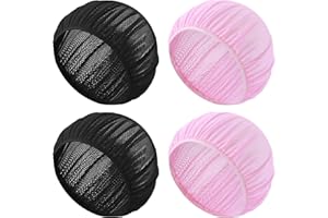 ElevateTech Lot de 4 filets de sommeil en maille pour femme - Filet à cheveux bouclés pour dormir la nuit, Rose, noir., Taille unique