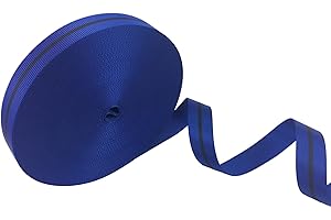 FIP CENTER Sangle polyester au mètre couleur bleue avec une bande central noire pour multiples applications - Résistance 2 tonnes - largeur 45 mm - Vendu en rouleau (25 m)