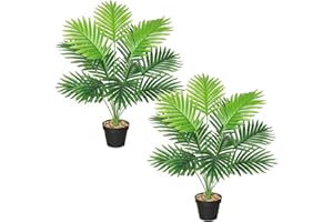 SOMYTING Lot de 2 Grandes Plantes artificielles en Areca 68 cm de Haut 12 Branches dans Un Pot Plante Artificielle Tropicale hawaïenne Vert Faux Toucher Plante Artificielle Décoration de Bureau