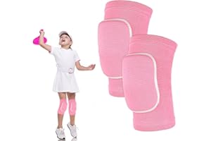 ABEILLO Ginocchiere per bambini, ginocchiere da danza per bambini in spugna ispessita, ginocchiere antiscivolo elastiche e morbide per pallavolo, sport, giovani e ragazze, per danza, yoga e corsa (rosa)