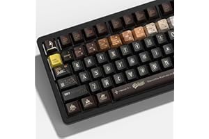 Womier PBT Keycaps 60 65 75 Prozent Custom Keyboard Key Cap Set Dye-Sublimation, Ollivander Retro Cherry Profile Keycaps for Gateron Cherry MX Switches Mechanical Keyboard, Brown