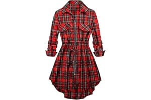 Maeau - Vestito Donna Abito Casual Lunga Abito Scozzese Vintage Vestito Elegante Primavera Vestiti Manica Lunga Abiti a Quadri per Estate Cocktail