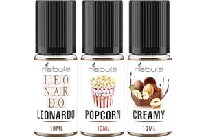 NEBULA VAPING LAB NEBULA | CREMOSI - Kit 3 Aromi Alimentari 3x10mil | Aroma Alimentare Creamy, Leonardo, PopCorn Caramel | Cioccolato Cocco Nocciola Caramello Popcorn MADE IN ITALY