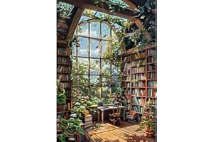 NEWENMO Accogliente Libreria Diamond Painting Kit per Adulti,5D Fiori Bellissimi Pittura Diamante Kit,Fai Da Te Paesaggio Diamond Art Kit Completo,per Adulti Principianti Decorazione Casa 30x40cm