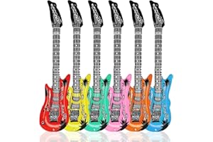 LEOEASIY 6 Piezas Guitarra Juguete, Guitarra Hinchable, Guitarra Inflables 53 cm, 6 Colores Guitarra Inflable Instrumento de Rock Guitarra de Aire Inflable para Fiestas Temática Cosplay Festival Juego de Roles