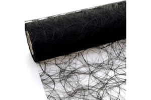 Deko AS GmbH Sizoweb Tischband - 25 Meter Rolle + 300 Mini-Dekodiamanten Gratis (20cm Breite, Schwarz)