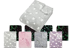 ‎EMILY´S CHECK Emily´s Check Kuscheldecke - leuchtet im Dunkeln - weich und flauschig 1261.1661, ca. 150 x 200 cm, Mond und Sterne grau