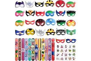 WleCrtl 48Pcs Slap Bands, Superhero Slap Bracelets for Party Bags Fillers, Slap Wristbands for Kids Boys Girls, Superhero Masks for Birthday Christmas Party Favors