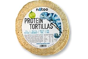 Nätoo 18 Tortillas Messicane, Piadine Keto, 22% Protein, Ricca di Fibre, Dieta Chetogenica Prodotti Low Carb, Prodotti Keto, Cibo Proteico, 4.4g Carboidrati per Tortilla