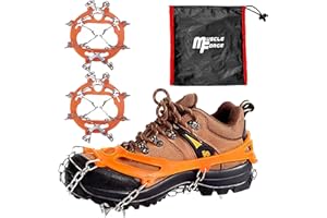MuscleForge Crampons pour la randonnée en Montagne 8/19 Dents, antidérapants pour la Neige et la Glace, Crampons pour Alpinisme en Acier, Taille M/L/XL