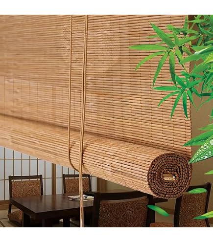 Tenda A Rullo In Bambù Naturale Tessuta A Mano - Tapparella In Canna Impermeabile Per Interni/Esterni, Privacy E Protezione Solare - 4