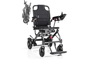 Loktch Fortschrittlicher Elektrischer Rollstuhl Faltbar Leicht,17.5 kg Erwachsene Rollator Elektrisch bis 120 kg,Lektromagnetische Bremse,Stoßdämpfung Pannensichere Reifen,für Indoor Outdoor