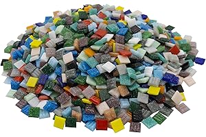 mosamare Mosaiksteine zum Basteln - Bunte Farbvarianten - (1x1 cm, 900g, ca. 1300 St.) - Glasmosaik - Keine Kunststoffverpackung - Bunt Mix