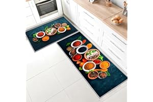 SHUAIG Kitchen Rug Non Slip Kitchen Mat Set kitchen carpets non slip washable Suitable for children's room, doorway, outdoor, kitchen, foyer. (Style M, 40x60 + 40x120 cm)