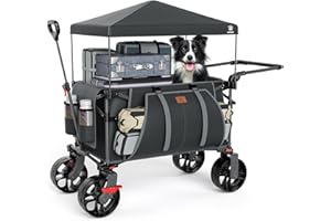 EVER ADVANCED Carro playe de Festival Carrito Plegable de 228 L con Ruedas con toldo extraíble, Carrito de Camping Resistente de 150 kg de Empuje y tracción con 3 Bolsillos Grandes, Carrito de jardín