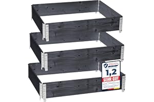 Garronda Orto Rialzato da Esterno per Giardino, Cassoni Orto, Aiuola Rialzata con Telaio in Legno 120x80 cm, Grandi Fioriere per Piante, Fiori, Erbe, Frutta e Verdura GD-0075 (Antracite, 3 pz)
